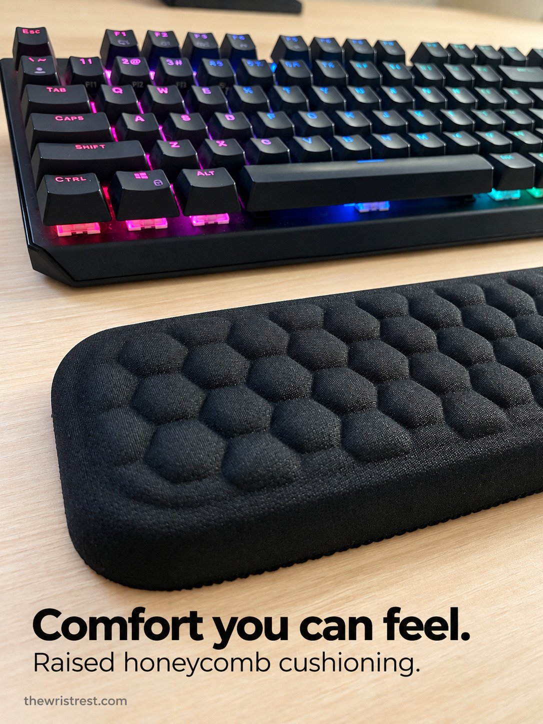 Premium black honeycomb wrist rests